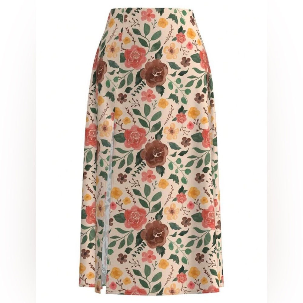 SHEIN Cream Maxi Pencil Skirt with Slit Size Large NWT